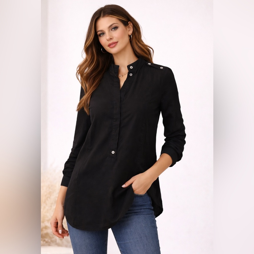 Zara long sleeves bib blouse top Size M